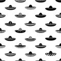 Mexico sombrero hat variations icons seamless pattern eps10