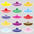 Mexico sombrero hat variations stickers set