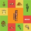 Mexico Squared Doodle Vector Concept