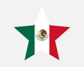 Mexico Star Flag. Mexican Star Shape Flag. Mexicanos Country National Banner Icon Symbol Vector