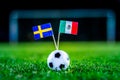 Mexico - Sweden, Group F, Wednesday, 27. June, Football, World Cup, Russia 2018, National Flags on green grass, white football bal