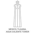 Mexico, Tijuana, Agua Caliente Tower travel landmark vector illustration