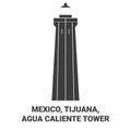 Mexico, Tijuana, Agua Caliente Tower travel landmark vector illustration