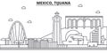 Mexico, Tijuana architecture line skyline illustration. Linear vector cityscape with famous landmarks, city sights