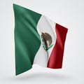 Mexico, vector flag with waves and bends waving in the wind on a white background Royalty Free Stock Photo