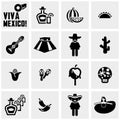 Mexico vector icons set on gray Royalty Free Stock Photo