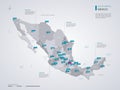 Mexico vector map with infographic elements, pointer marks