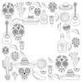 Mexico vector pattern. Day of the Dead. Icons for posters, banners, backgrounds. Royalty Free Stock Photo