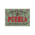 Puebla Mexico vintage metal signs. Retro souvenir or postcard template. Welcome to Mexico.