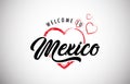 Mexico welcome to message with beautiful red hearts