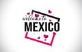 Mexico Welcome To Word Text with Handwritten Font and Red Hearts Square Royalty Free Stock Photo