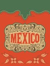 Mexico western style, mexican theme vector poster card template