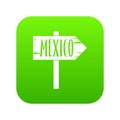 Mexico wooden direction arrow sign icon digital green