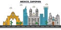Mexico, Zapopan. City skyline, architecture, buildings, streets, silhouette, landscape, panorama, landmarks, icons Royalty Free Stock Photo