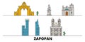 Mexico, Zapopan flat landmarks vector illustration. Mexico, Zapopan line city with famous travel sights, skyline, design Royalty Free Stock Photo