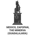 Mexico, Zapopan, The Minerva Guadalajara travel landmark vector illustration