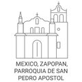 Mexico, Zapopan, Parroquia De San Pedro Apostol travel landmark vector illustration