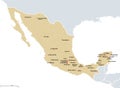 Mexico, most important archeological sites, political map Royalty Free Stock Photo