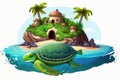 Mexicos Caribbean coast, complete with green turtle