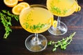 Meyer Lemon and Thyme Bees Knees Cocktails Royalty Free Stock Photo