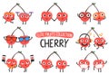 Cute cherry cartoon characters set. Royalty Free Stock Photo