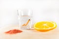 Mezcal mexican drink worm salt with orange slices in mexico Royalty Free Stock Photo