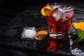 Mezcal Negroni cocktail. Smoky Italian aperitivo.