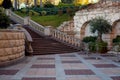 Mezhyhirya, Ukraine - November 7, 2020: Greek corner of the Mezhyhirya residence. Mromor staircase