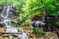 Waterfall cascade shooting with Sony A7RII placed on tripod in Caucasus Mountains by Mezmay village