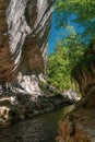 Mezozoic limestone roks natural gorge Royalty Free Stock Photo