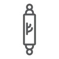 Mezuzah line icon, door and judaism, jewish doorpost sign, vector graphics, a linear pattern on a white background.