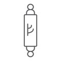 Mezuzah thin line icon, door and judaism, jewish doorpost sign, vector graphics, a linear pattern on a white background.