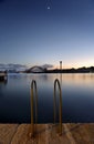 Mezzaluna over Sydney Harbour Bridge at twilight Royalty Free Stock Photo