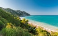 The Mezzavalle beach along the mount Conero coastline near Ancona during the summer Marche, Italy