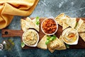 Mezze board with pita and dips Royalty Free Stock Photo