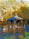 Fillmore Glen State Park gazebo along gorge river