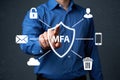 MFA security shield: protecting identity, cloud data, and mobile access from threats. Royalty Free Stock Photo