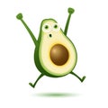 Jumping funny avocado fruit character