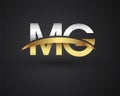 MG initial logo company name colored gold and silver swoosh design. vector logo for business and company identity Royalty Free Stock Photo