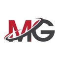 MG initial logo company name colored red and black swoosh design, isolated on white background. vector logo for business and Royalty Free Stock Photo