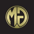 MG Logo monogram circle with piece ribbon style on gold colors