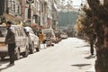 MG Road Gangtok Sikkim India December, 26, 2018: Luxury cars parked on street side near pavement on concrete parking area in MG