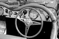 Classic 1940s British racing car cockpit interior