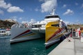 Gozo Express fast ferry catamaran moored in Mgarr, Gozo, Malta.