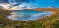 Mgarr, Malta - Panoramic skyline view of the famous Ghajn Tuffieha bay at blue hour