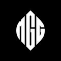 MGG circle letter logo design with circle and ellipse shape. MGG ellipse letters with typographic style. The three initials form a Royalty Free Stock Photo