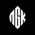 MGK circle letter logo design with circle and ellipse shape. MGK ellipse letters with typographic style. The three initials form a Royalty Free Stock Photo
