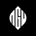 MGV circle letter logo design with circle and ellipse shape. MGV ellipse letters with typographic style. The three initials form a Royalty Free Stock Photo