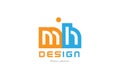 mh m h orange blue alphabet letter logo combination