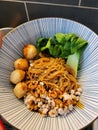 Mhee Klook, thai dry nooddle style with pork ball, Thai street food, Bangkok, Thailand